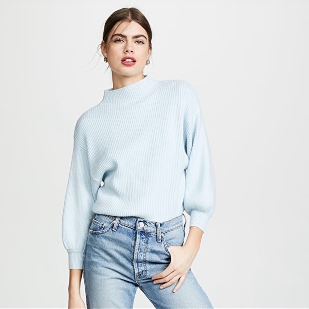 Stunning Line & Dot Funnel-Neck Ribbed Sweater